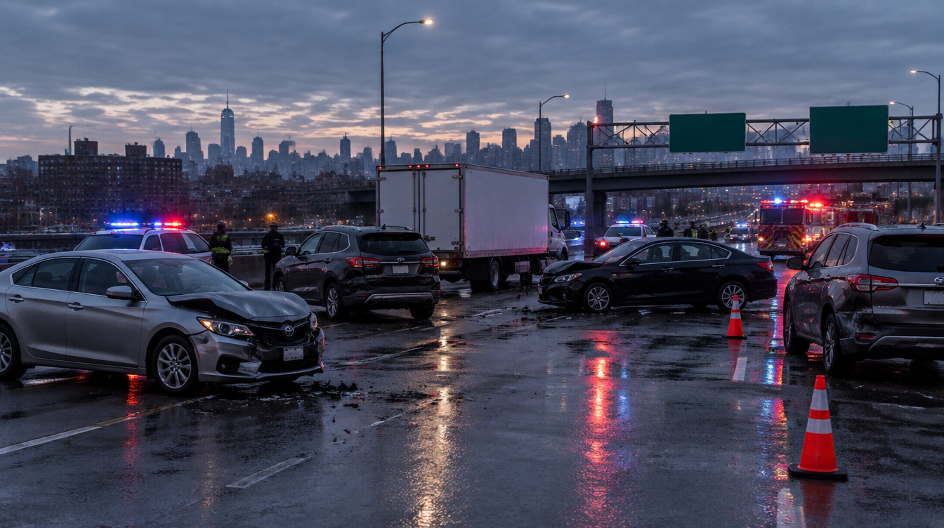 Bronx, NY – Three Injured After Six-Vehicle Crash on the Major Deegan Expressway near Exit 7 in Highbridge