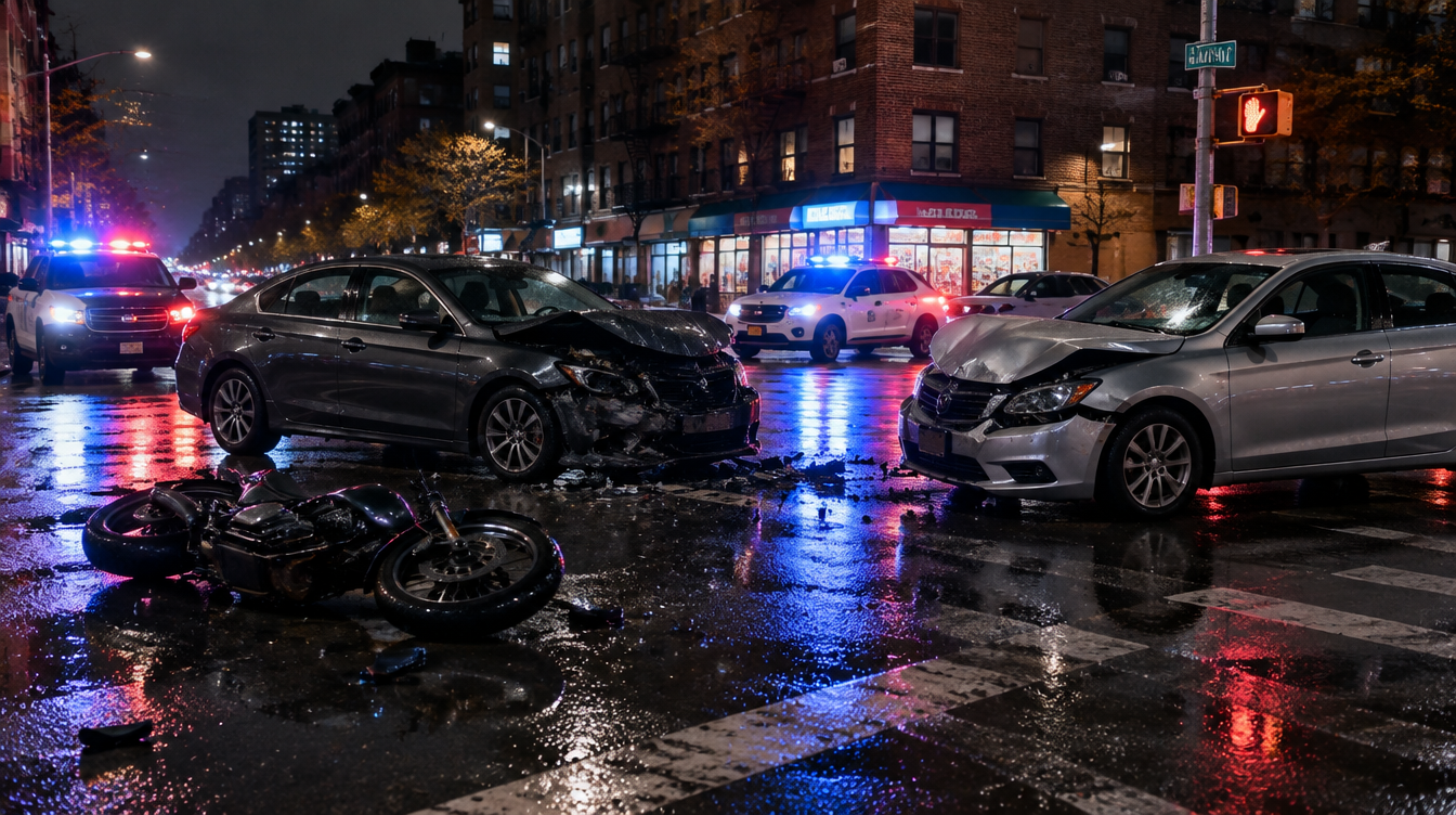 Bronx, NY – Four Injured, One Critically, After Multi-Vehicle Motorcycle Crash at Crotona Avenue and East 189th Street in Belmont