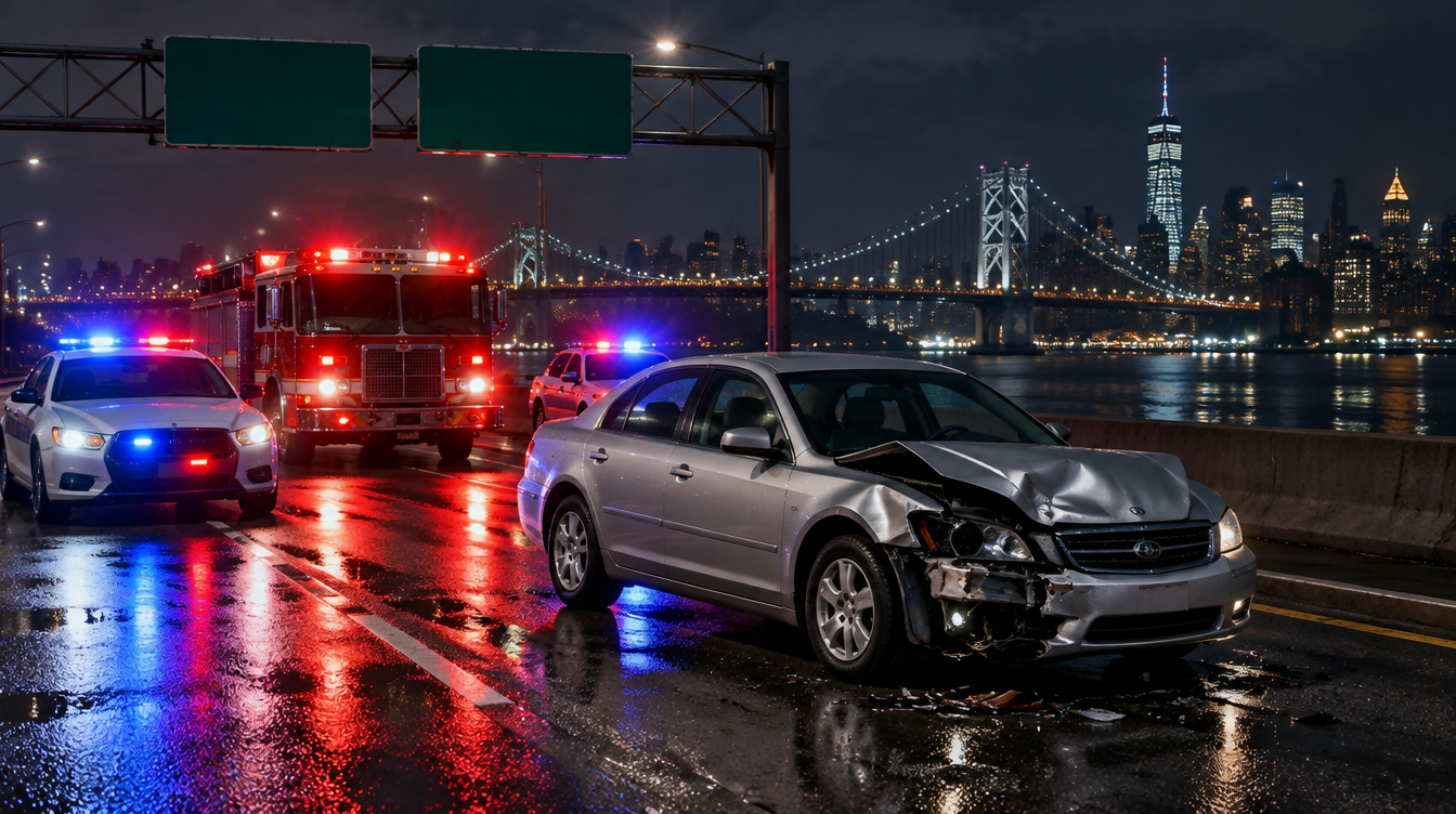 Manhattan, NY – Four Injured After Wrong-Way Crash Sparks Fire on the Henry Hudson Parkway near West 158th Street in Washington Heights