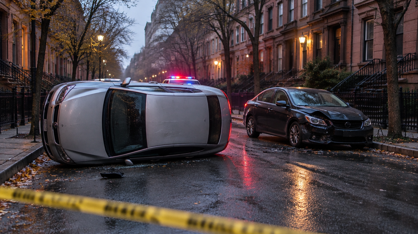 Manhattan, NY – Three Hospitalized After Two-Vehicle Crash and Rollover in the West Village